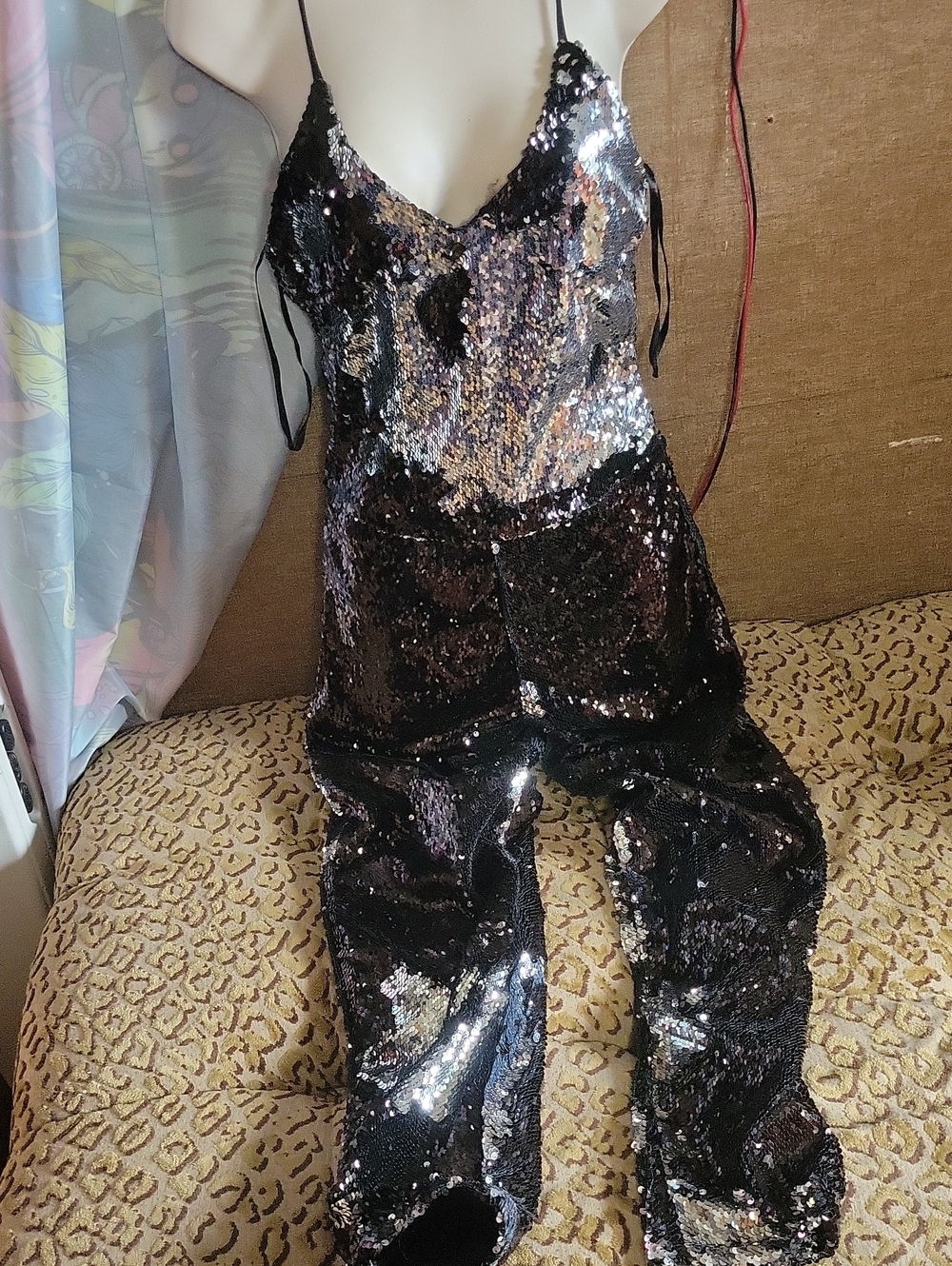 love J Black & Silver Sequin Cami Jumpsuit